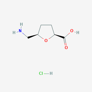 molecular formula C6H12ClNO3 B12944624 rac-(2S,5R)-5-(Aminomethyl)tetrahydrofuran-2-carboxylic acid hydrochloride 