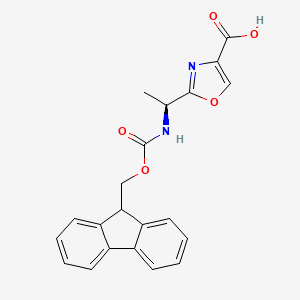 molecular formula C21H18N2O5 B12944694 (S)-2-(1-((((9H-Fluoren-9-yl)methoxy)carbonyl)amino)ethyl)oxazole-4-carboxylic acid 