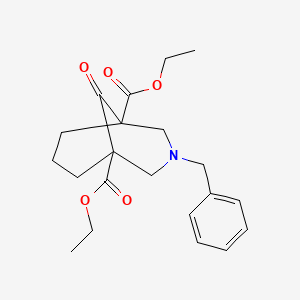 molecular formula C21H27NO5 B12944728 Diethyl 3-benzyl-9-oxo-3-azabicyclo[3.3.1]nonane-1,5-dicarboxylate 