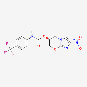 molecular formula C14H11F3N4O5 B12944745 [(6S)-2-nitro-6,7-dihydro-5H-imidazo[2,1-b][1,3]oxazin-6-yl] N-[4-(trifluoromethyl)phenyl]carbamate CAS No. 187235-51-4