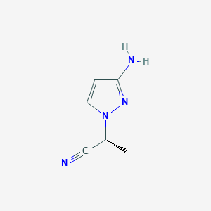 molecular formula C6H8N4 B12944818 (R)-2-(3-Amino-1H-pyrazol-1-yl)propanenitrile 