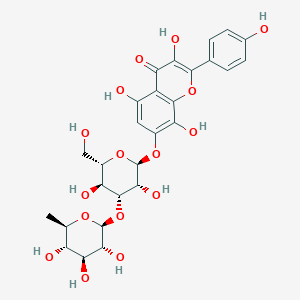 7-[(2S,3R,4R,5S,6S)-3,5-dihydroxy-6-(hydroxymethyl)-4-[(2S,3R,4S,5S,6R)-3,4,5-trihydroxy-6-methyloxan-2-yl]oxyoxan-2-yl]oxy-3,5,8-trihydroxy-2-(4-hydroxyphenyl)chromen-4-one