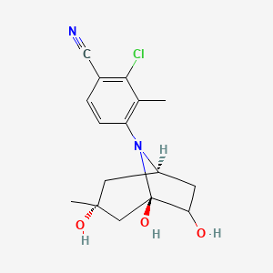 molecular formula C16H19ClN2O3 B12945060 2-Chloro-3-methyl-4-((1R,3R,5S)-1,3,7-trihydroxy-3-methyl-8-azabicyclo[3.2.1]octan-8-yl)benzonitrile 