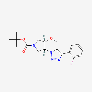 molecular formula C18H21FN4O3 B12945159 (5AR,8aR)-tert-butyl 3-(2-fluorophenyl)-5a,6,8,8a-tetrahydropyrrolo[3,4-b][1,2,3]triazolo[1,5-d][1,4]oxazine-7(4H)-carboxylate 