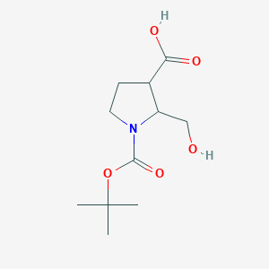 molecular formula C11H19NO5 B12945177 1-(tert-Butoxycarbonyl)-2-(hydroxymethyl)pyrrolidine-3-carboxylic acid 