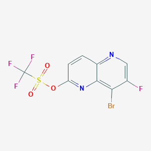 molecular formula C9H3BrF4N2O3S B12945303 8-Bromo-7-fluoro-1,5-naphthyridin-2-yl trifluoromethanesulfonate 