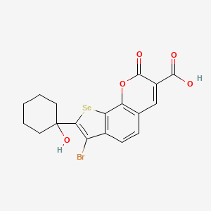 molecular formula C18H15BrO5Se B12945316 7-Bromo-8-(1-hydroxycyclohexyl)-2-oxo-2H-selenopheno[3,2-h]chromene-3-carboxylic acid 