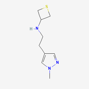 molecular formula C9H15N3S B12945322 N-(2-(1-Methyl-1H-pyrazol-4-yl)ethyl)thietan-3-amine 