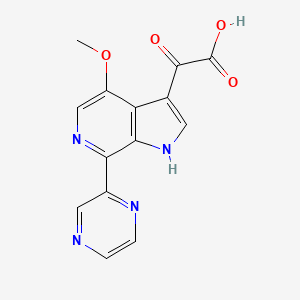 molecular formula C14H10N4O4 B12945345 1h-Pyrrolo[2,3-c]pyridine-3-acetic acid,4-methoxy-a-oxo-7-pyrazinyl- 