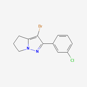 molecular formula C12H10BrClN2 B12945382 3-Bromo-2-(3-chlorophenyl)-5,6-dihydro-4H-pyrrolo[1,2-b]pyrazole 