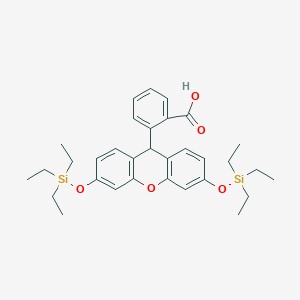 molecular formula C32H42O5Si2 B12945482 2-(3,6-Bis((triethylsilyl)oxy)-9H-xanthen-9-yl)benzoic acid 