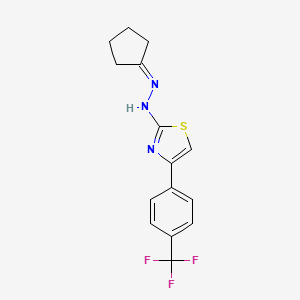 molecular formula C15H14F3N3S B12945506 2-(2-Cyclopentylidenehydrazinyl)-4-(4-(trifluoromethyl)phenyl)thiazole 