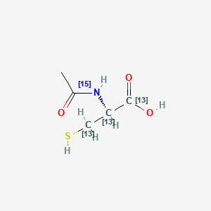 molecular formula C5H9NO3S B12945553 (2S)-2-(acetyl(15N)amino)-3-sulfanyl(1,2,3-13C3)propanoic acid 