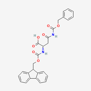 molecular formula C27H24N2O7 B12945588 N2-(((9H-Fluoren-9-yl)methoxy)carbonyl)-N4-((benzyloxy)carbonyl)-L-asparagine 