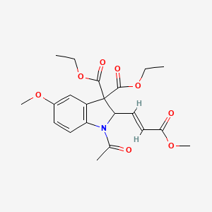 molecular formula C21H25NO8 B12945593 diethyl (E)-1-acetyl-5-methoxy-2-(3-methoxy-3-oxoprop-1-en-1-yl)indoline-3,3-dicarboxylate 