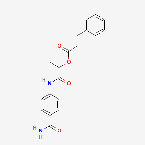 1-((4-Carbamoylphenyl)amino)-1-oxopropan-2-yl 3-phenylpropanoate