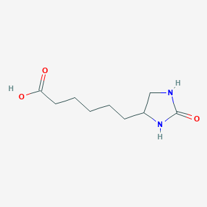 molecular formula C9H16N2O3 B12945838 6-(2-Oxoimidazolidin-4-yl)hexanoic acid CAS No. 51775-26-9