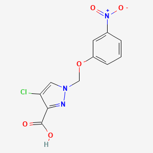 molecular formula C11H8ClN3O5 B12945844 4-Chloro-1-((3-nitrophenoxy)methyl)-1H-pyrazole-3-carboxylic acid 