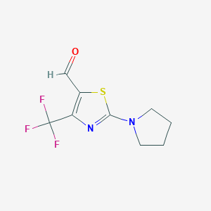 molecular formula C9H9F3N2OS B12945861 2-(Pyrrolidin-1-yl)-4-(trifluoromethyl)thiazole-5-carbaldehyde 