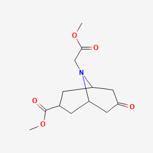 molecular formula C13H19NO5 B12946160 Methyl 3-(methoxycarbonyl)-7-oxo-9-azabicyclo[3.3.1]nonane-9-acetate 