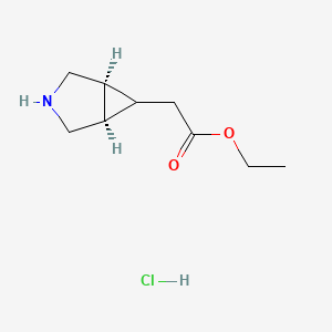 molecular formula C9H16ClNO2 B12946260 rel-Ethyl 2-((1R,5S,6s)-3-azabicyclo[3.1.0]hexan-6-yl)acetate hydrochloride 