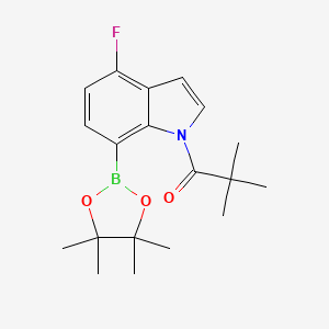 molecular formula C19H25BFNO3 B12946273 1-(4-Fluoro-7-(4,4,5,5-tetramethyl-1,3,2-dioxaborolan-2-yl)-1H-indol-1-yl)-2,2-dimethylpropan-1-one 