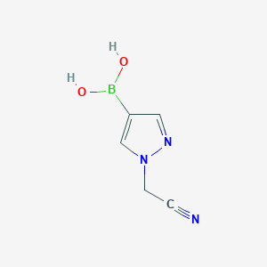 molecular formula C5H6BN3O2 B12946371 (1-(Cyanomethyl)-1H-pyrazol-4-yl)boronic acid 