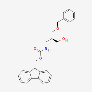 molecular formula C26H27NO4 B12946536 (9H-Fluoren-9-yl)methyl (R)-(3-(benzyloxy)-2-(hydroxymethyl)propyl)carbamate 