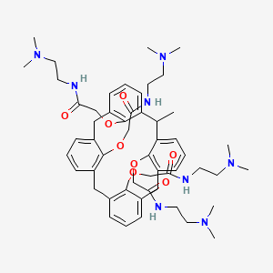 molecular formula C53H74N8O8 B12946675 2,2',2'',2'''-((2-Methyl-1,3,5,7(1,3)-tetrabenzenacyClooctaphane-12,32,52,72-tetrayl)tetrakis(oxy))tetrakis(N-(2-(dimethylamino)ethyl)acetamide) 