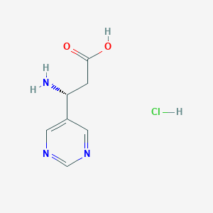 molecular formula C7H10ClN3O2 B12946681 (R)-3-Amino-3-(pyrimidin-5-yl)propanoic acid hydrochloride 