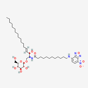 molecular formula C42H71N5O11 B12946683 N-[(E,2S,3R)-3-hydroxy-1-[(2R,3R,4S,5S,6R)-3,4,5-trihydroxy-6-(hydroxymethyl)oxan-2-yl]oxyoctadec-4-en-2-yl]-12-[(4-nitro-2,1,3-benzoxadiazol-7-yl)amino]dodecanamide 