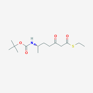 molecular formula C14H25NO4S B12946732 (S)-S-Ethyl 6-((tert-butoxycarbonyl)amino)-3-oxoheptanethioate 