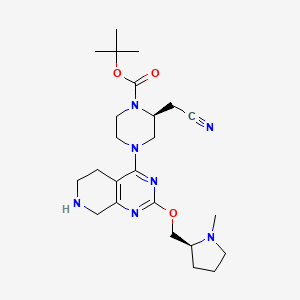 molecular formula C24H37N7O3 B12946870 (S)-tert-Butyl 2-(cyanomethyl)-4-(2-(((S)-1-methylpyrrolidin-2-yl)methoxy)-5,6,7,8-tetrahydropyrido[3,4-d]pyrimidin-4-yl)piperazine-1-carboxylate 