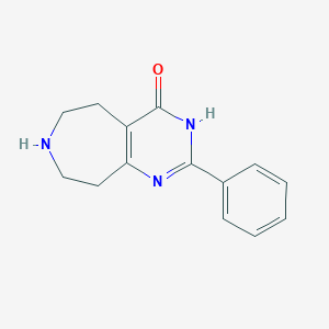 molecular formula C14H15N3O B12946883 2-Phenyl-3,5,6,7,8,9-hexahydro-4H-pyrimido[4,5-d]azepin-4-one 