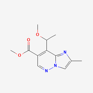 molecular formula C12H15N3O3 B12946898 Methyl 8-(1-methoxyethyl)-2-methylimidazo[1,2-b]pyridazine-7-carboxylate 