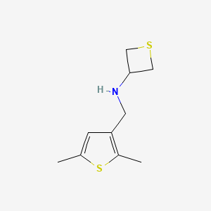 molecular formula C10H15NS2 B12946899 N-((2,5-Dimethylthiophen-3-yl)methyl)thietan-3-amine 