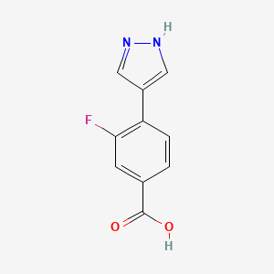 molecular formula C10H7FN2O2 B12946904 3-Fluoro-4-(1H-pyrazol-4-yl)benzoic acid 