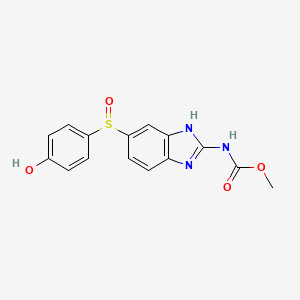 molecular formula C15H13N3O4S B12946933 Methyl (5-((4-hydroxyphenyl)sulfinyl)-1H-benzo[d]imidazol-2-yl)carbamate CAS No. 83116-32-9