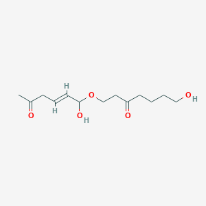 molecular formula C13H22O5 B12946941 7-Hydroxy-1-((1-hydroxy-5-oxohex-2-en-1-yl)oxy)heptan-3-one 