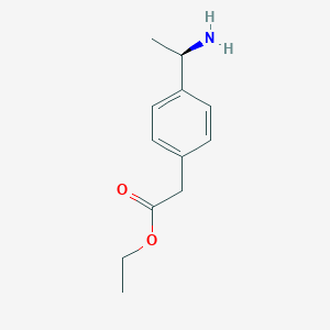 molecular formula C12H17NO2 B12946955 (R)-Ethyl 2-(4-(1-aminoethyl)phenyl)acetate 