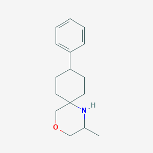 molecular formula C16H23NO B12947079 2-Methyl-9-phenyl-4-oxa-1-azaspiro[5.5]undecane 