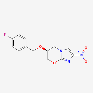 molecular formula C13H12FN3O4 B12947102 (S)-6-(4-Fluorobenzyloxy)-2-nitro-6,7-dihydro-5H-imidazo(2,1-b)(1,3)oxazine CAS No. 187235-33-2