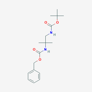 molecular formula C17H26N2O4 B12947129 Carbamic acid, N-[2-[[(1,1-dimethylethoxy)carbonyl]amino]-1,1-dimethylethyl]-, phenylmethyl ester CAS No. 1359949-35-1