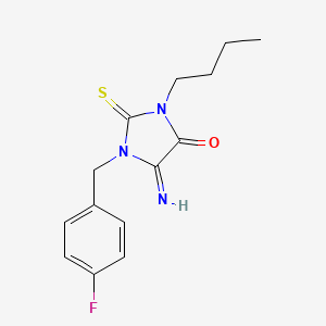 3-Butyl-1-[(4-fluorophenyl)methyl]-5-imino-2-sulfanylideneimidazolidin-4-one