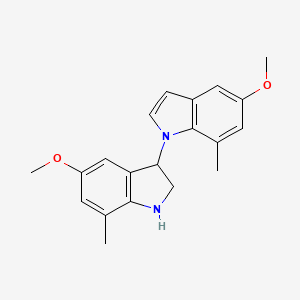 molecular formula C20H22N2O2 B12947349 5-Methoxy-1-(5-methoxy-7-methylindolin-3-yl)-7-methyl-1H-indole 