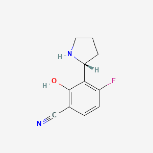 molecular formula C11H11FN2O B12947412 (R)-4-Fluoro-2-hydroxy-3-(pyrrolidin-2-yl)benzonitrile 