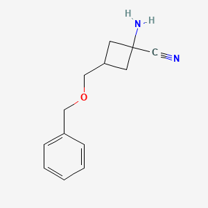 molecular formula C13H16N2O B12947696 1-Amino-3-((benzyloxy)methyl)cyclobutane-1-carbonitrile 