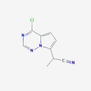 molecular formula C9H7ClN4 B12947699 2-(4-Chloropyrrolo[2,1-f][1,2,4]triazin-7-yl)propanenitrile 