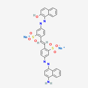 molecular formula C34H23N5Na2O7S2 B12947733 Sodium 5-((4-aminonaphthalen-1-yl)diazenyl)-2-(4-((2-hydroxynaphthalen-1-yl)diazenyl)-2-sulfonatostyryl)benzenesulfonate 