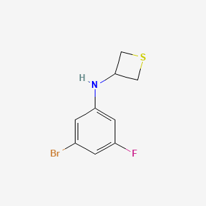 molecular formula C9H9BrFNS B12947747 N-(3-Bromo-5-fluorophenyl)thietan-3-amine 